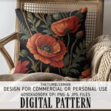 Red Poppy Tumbler Design, Floral Digital Paper, Watercolor Flowers, Tumbler Png, Junk Journal Pages, Digital Scrapbooking Paper thumbnail 5