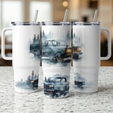 Vintage Truck Tumbler Wrap 40oz Digital Design, Classic Pickup Forest Mountains Sublimation PNG File, Gift for Him, Outdoorsy Men's Tumbler thumbnail 11