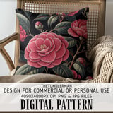 Camellia Flower Tumbler Digital Design, Pink Floral PNG, Watercolor Flowers Background, Junk Journal Paper, Scrapbooking, Tumbler Digital thumbnail 5