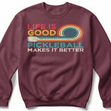 Pickleball Gildan Crewneck Sweatshirt, Life Is Good Pickleball Makes It Better, Cozy Court Warm Up Fleece thumbnail 3