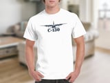 C-130 Hercules Military Airplane T-Shirt | Classic Aviation Veteran Air Force Pilot Gift Tee for Him, Military Dad Shirt thumbnail 2
