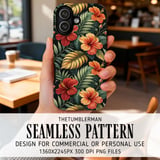 Tropical Floral Tumbler Design, Digital Paper Pack, Hibiscus Flower Backgrounds, Colorful Flowers, Printable Png for Sublimation thumbnail 6