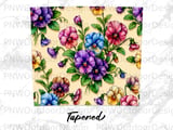 20oz Tumbler Sublimation Seamless Pansy PNG, Tapered Floral Tumbler Wrap Digital File, Free Car Coaster Design thumbnail 14