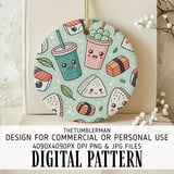 Kawaii Boba Sushi Pattern Digital Design Size Bundle Png thumbnail 3