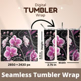 Orchid Tumbler Design Digital Paper, Floral Backgrounds, Junk Journal, Printable PNG, Colorful Flower Scrapbooking, Flowers Tumbler thumbnail 7