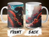 Octopus Mug Sublimation Wrap, Deep Sea Fantasy Marine Life 11oz 15oz Mug Digital Design for Ocean Lovers Gift thumbnail 9