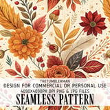Autumn Flowers Tumbler Design, Digital Download, Fall Floral PNG, Junk Journal Paper, Watercolor Backgrounds, Scrapbooking Paper thumbnail 1