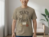 Teach with Grace T-Shirt for Teachers, Floral Christian Educator Gift, Vintage Whimsical Back to School Tee thumbnail 7