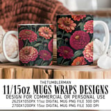 Zinnia Tumbler Design, Floral Digital Paper, Colorful Flower Background, Watercolor Flowers, Junk Journal Printable, Scrapbooking Paper thumbnail 4
