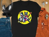 Cute Cats with Electric Guitars, Animal Lover T-Shirt, Rock Band Cats Tee, Cool Graphic Cat Music T-Shirt, rock and roll thumbnail 1