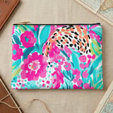 Vibrant Floral Laptop Sleeve, Pink Teal Botanical Accessory Pouch, Abstract Pattern Tech Case, Summer Gifts for Her thumbnail 10