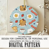 Digital Pancakes Pattern, Breakfast Food Print, Egg and Bacon Design, Cute Kawaii Art, Food Lover Gift, Digital Bundle, Fun Seamless Repeat thumbnail 3