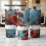 Clownfish Coral Reef 40oz Tumbler Sublimation Wrap Digital Design, Ocean Marine Life Seamless PNG File thumbnail 1