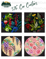 Dark Floral Tumbler Wrap PNG, Botanical Sublimation Design, Seamless 20oz Skinny Tumbler Digital File thumbnail 11