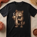 Grumpy Werewolf Coffee Cat Tee thumbnail 5