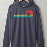 Pickleball Sport-Tek Performance Hood, Vintage Retro Sunset Stripes Player Silhouette, Lightweight Hoodie thumbnail 2