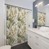 Elegant Plumeria Bloom Shower Curtain thumbnail 3