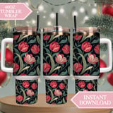 Tulip Tumbler Design, Floral Digital Papers, Watercolor Flowers Background, Junk Journal Pages, Printable Tumbler png, Scrapbooking Paper thumbnail 8