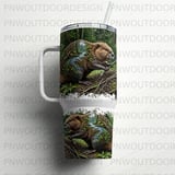 40oz Beaver Tumbler Wrap Sublimation PNG, Forest Wildlife PNG Digital Download, Seamless Tapered Distressed Animal Nature, Free Car Coaster thumbnail 6