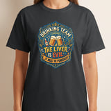 Drinking Team T-Shirt, Funny Beer Lover Gift, 'The Liver Is Evil' Punished Liver Graphic Tee, Bar Humor College Party Shirt for Him thumbnail 9
