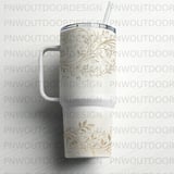 Luxury Bridal Design 40oz Tumbler Wrap Sublimation Design, Seamless Distressed Tapered Digital, Gold Floral Vine , Free Car Coasters PNG thumbnail 5