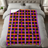 Spooky Bat Plaid Halloween Velveteen Blanket, Purple Orange Grunge Goth Cozy Woven Blanket & Throw Pillows, Fall Decor Gift thumbnail 5