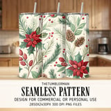 Christmas Poinsettia Tumbler Design, Digital Download, Watercolor Floral Junk Journal Pages, Holiday Scrapbooking Paper, Digital Tumbler PNG thumbnail 2
