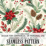 Christmas Poinsettia Tumbler Design, Digital Download, Watercolor Floral Junk Journal Pages, Holiday Scrapbooking Paper, Digital Tumbler PNG thumbnail 1