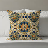 Blue Orange Moroccan Geometric Pillow Cover, Boho Throw Pillowcase, Mediterranean Medallion Cushion Cover, Eclectic Home Decor thumbnail 8