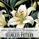 White Lily Tumbler Design, Digital Paper, Floral Backgrounds, Junk Journal Pages, Printable PNG, Scrapbooking Paper thumbnail 1