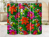 20oz Skinny Tumbler Sublimation Design, Vibrant Lily Floral Tumbler Wrap PNG Digital Download, Seamless Tropical Flower Pattern Craft thumbnail 5