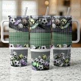 Soccer Balls and Cleats 40oz Tumbler Sublimation PNG, Distressed Seamless Tapered Wrap, Add Name, Digital Download, Free Car Coasters thumbnail 2
