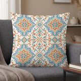 Moroccan Tile Pillow Case | Bohemian Throw Pillow Cover | Mediterranean Decor | Boho Cushion Cover | Accent Pillow thumbnail 1