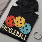 Pickleball Sport-Tek Performance Hood, Pickleball Tri-Color Vintage Balls Graphic, Lightweight Hoodie thumbnail 7