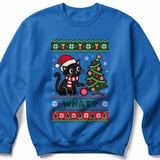 Black Cat What Pushing Christmas Tree Ornament Santa Hat Knitted Holiday Graphic Standard T Shirts thumbnail 12