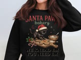 Santa Paws Bakery Christmas Cat Print, Funny Black Cat Making Biscuits Holiday Graphic, Retro Baker Kitten Winter Art Decor Gift thumbnail 6