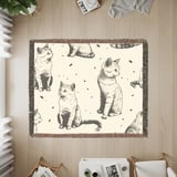 Vintage Cat Sketch Blanket, Woven Blanket  Cat Lover Gift, Cat Decor,  thumbnail 5