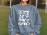 Exercise Because Zombies T-Shirt, Funny Zombie Running Sweatshirt, Humorous Fitness Tee, Apocalypse Runner Gift, Halloween Shirt thumbnail 3