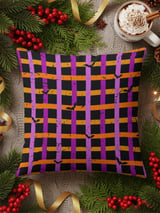 Spooky Bat Plaid Halloween Velveteen Blanket, Purple Orange Grunge Goth Cozy Woven Blanket & Throw Pillows, Fall Decor Gift thumbnail 18