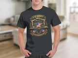U.S. Army T-Shirt with Faux Gold Effect Military Crest Design, Patriotic Veteran Gift for Service Members and Families thumbnail 3