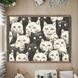 Black and White Cats Blanket,  Cat Lover Gift, Cozy Woven  Blanket, Cat Decor Tapestry Blanket thumbnail 7
