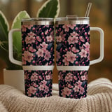 Cherry Blossom Tumbler Design, Digital Paper, Floral Backgrounds, Junk Journal, Pink Flowers, Printable PNG, Scrapbooking Paper thumbnail 9