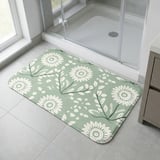 Sage Green Floral Shower Curtain and Bath Mat Set, Folk Art Botanical Flower Bathroom Decor, Cottagecore Farmhouse Boho Bath Set Gift thumbnail 10