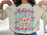 Mahjong With Mahgirls Graphic Print, Cute Coquette Mahjong Game Night Art, Grandmillennial Tiles Design, Best Friend Girls Trip Gift thumbnail 2