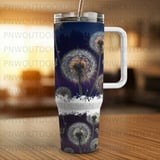 Enchanting Dandelion Dusk 40oz Tumbler Sublimation PNG, Seamless Distressed Tapered Wrap, Digital Download, Car Coaster Freebies thumbnail 4