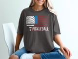 Pickleball Comfort Colors Shirt, PICKLEBALL Distressed USA Flag, Vintage Patriotic Court Graphic Tee thumbnail 3