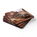 Grand Wagoneer Corkwood Coaster Set, The Waggy Car Coasters, Retro Car Art, Car Lover Gift, Drink Coasters, Man Cave Decor thumbnail 2
