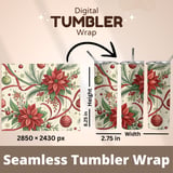 Christmas Poinsettia Tumbler Design, Digital Download, Floral Junk Journal, Watercolor Flower Background, Colorful Flowers Digital Papers thumbnail 7