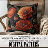 Orange Poppy Tumbler Design, Floral Digital Paper, Watercolor Flower Background, Junk Journal Pages, Printable Tumbler png, Scrapbooking thumbnail 5