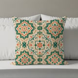 Moroccan Tile Pillow Cover, Boho Mediterranean Accent Throw Pillow Case, Ornate Floral Geometric Cushion Cover thumbnail 8
